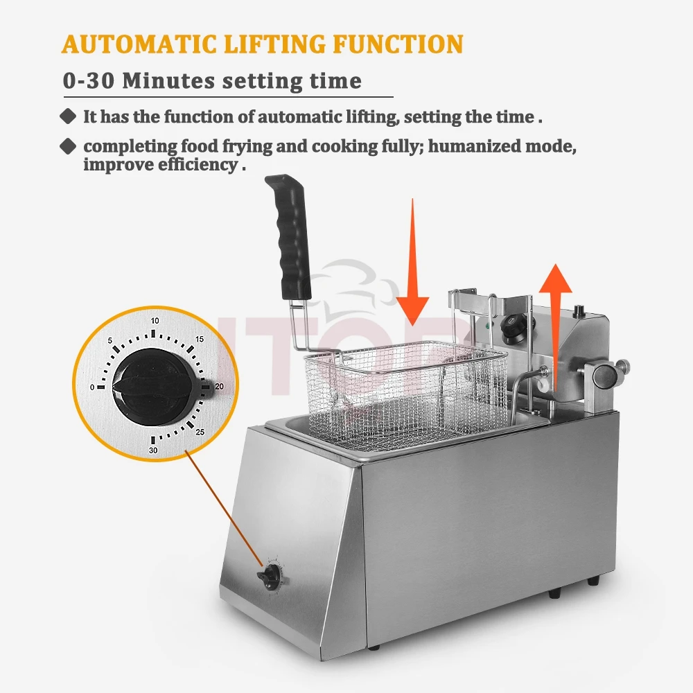 Itop automatische Hub fritte use Kapazität 8l elektrische Leistung 2,8 kW handels übliche effiziente Friteuse Timer 30 min