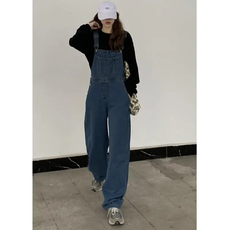 

Black Jumpsuits For Women Streetwear Overall Exercise Zipper Basicwear Wide Workout Pleated Pocket Fallwinter Fitting