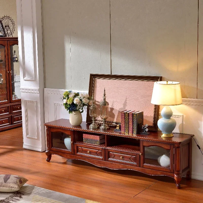 

#H Classical TV Stand Antique Cabinet With Drawers For The Living Room And Entertainment Center, TV Console Table