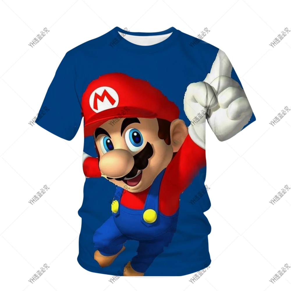 2024 Anime Game Mario Brothers Summer New 3D Printing Unisex Youth Fashion Comfortable T-shirt Short Sleeve Children's Beach