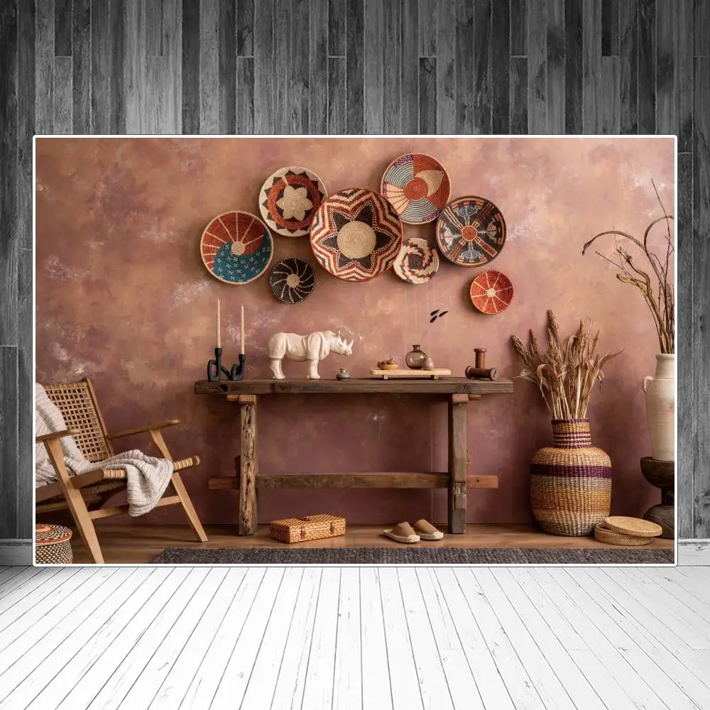 Bohemia Room Interior Scene Backdrops Photography Decoration Wooden Table Chair Carpet Personalized Baby Photocall Backgrounds