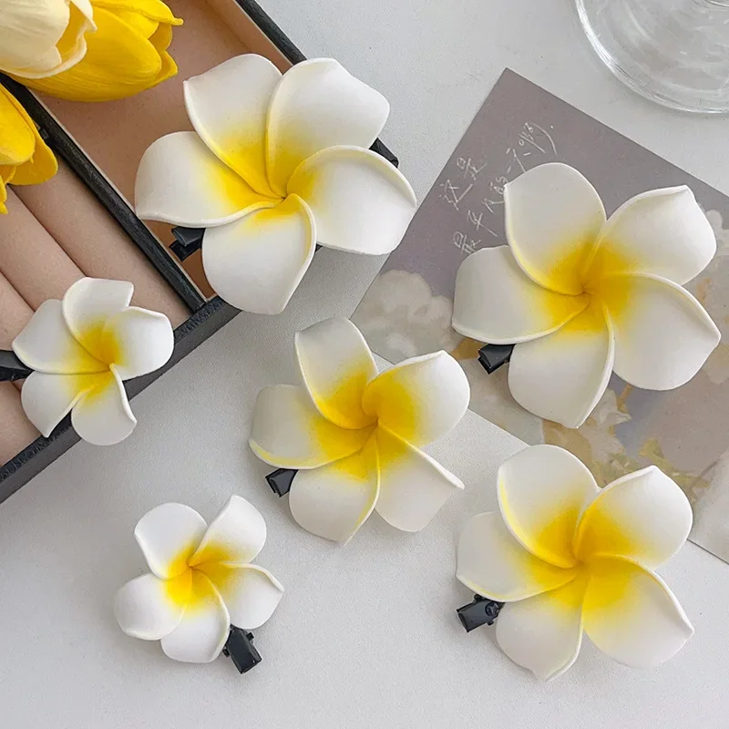 6pcs Plumeria Flower Hair Clips for Women Hairpins Girls Side Bangs Clips Flower Barrette Hawaiian Party Bag Hat Accessories image 5