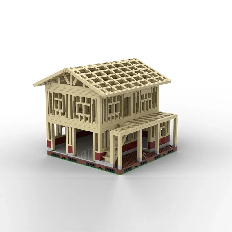 Street View Model MOC Building Bricks, Single Family Villa Framework, Modular Technology Gifts, Holiday Assemble Toys Suit para niños