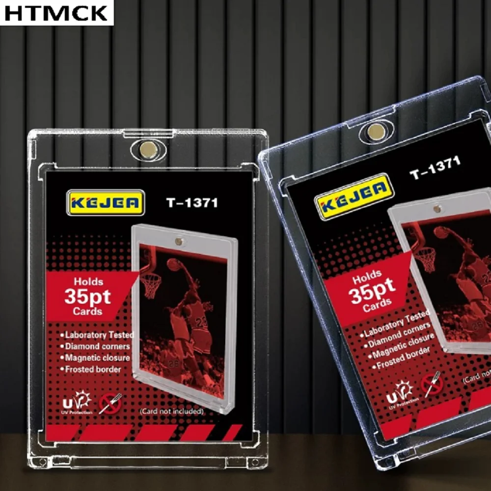 One-Touch Magnetic 35PT Card Holder, Clear Hard Acrylic Display Case for Sports Trading Collectible Card Storage