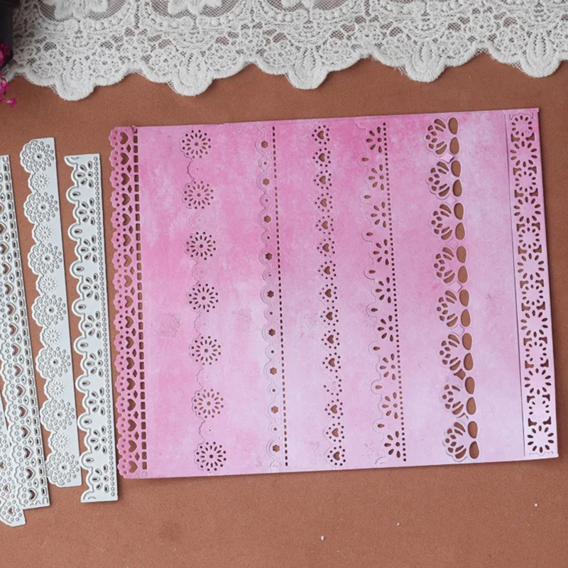 Lucky Goddess Metal Cutting Dies 7pc Lace Border Diy Scrapbooking Photo Album Decorative Embossing Paper Card Crafts