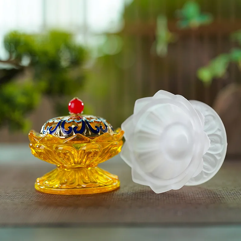 Enamel Color Cover Imitation for and Seal Special Retro Zen Style Plate Glass Incense Burner Bulk C