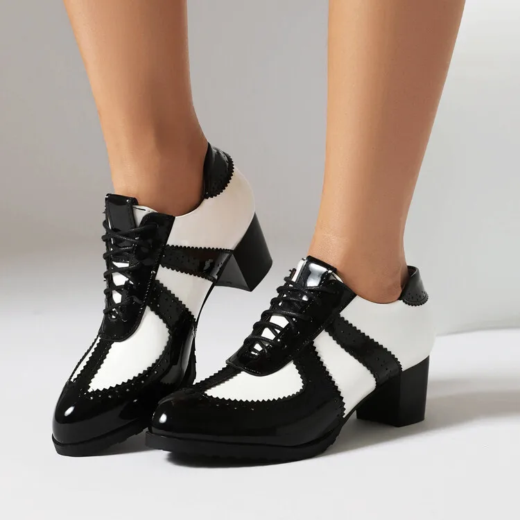 

2025 New Spring Autumn Women Pumps Plus Size 35+ Microfiber Leather Mixed Colors Upper Lace Up Women Heels Loafers