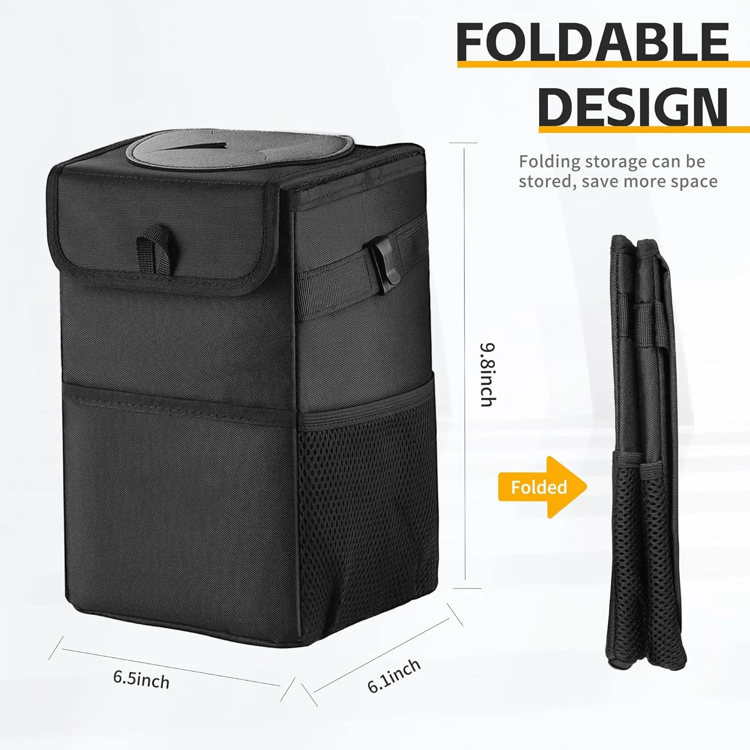 3-in-1 Car Trash Can with Lid & Waterproof Storage Bag - Leakproof Multi-Use Organizer for Cars, SUVs, Trucks (Front/Rear/Consol