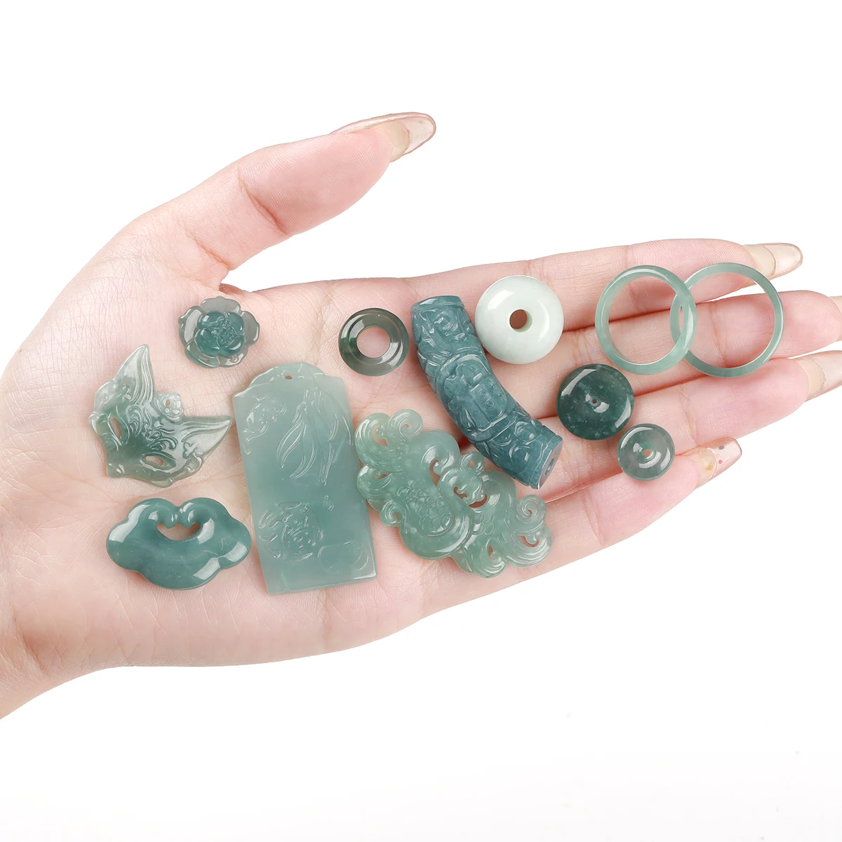 

1 Pc Natural Stone Guatemala Jadeite Carved Beads Lucky Supplies Spacer Bead for Jewelry Making DIY Braclelet Necklace Accessory