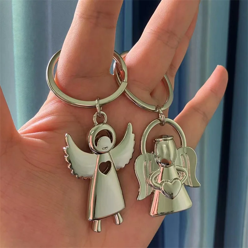 Creative Design Lovely Angel Keychain Men Women Key Holder Chain Ring Car Chaveiros Llaveros Bag Pendant Charm Wedding Gifts