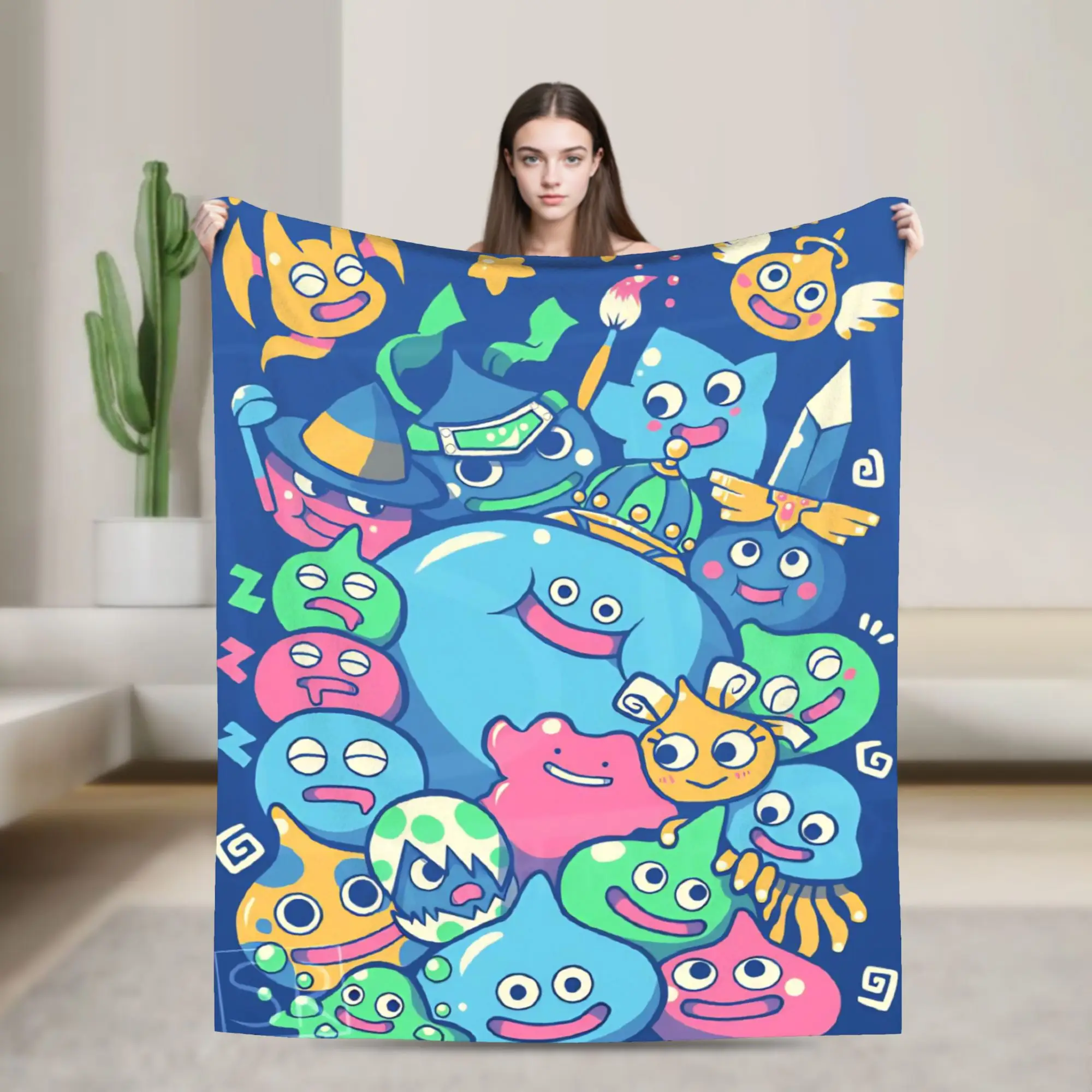 Dragons Quests Game Blankets Slime Wool Vintage Soft Throw Blankets for Home Restaurant Spring Autumn