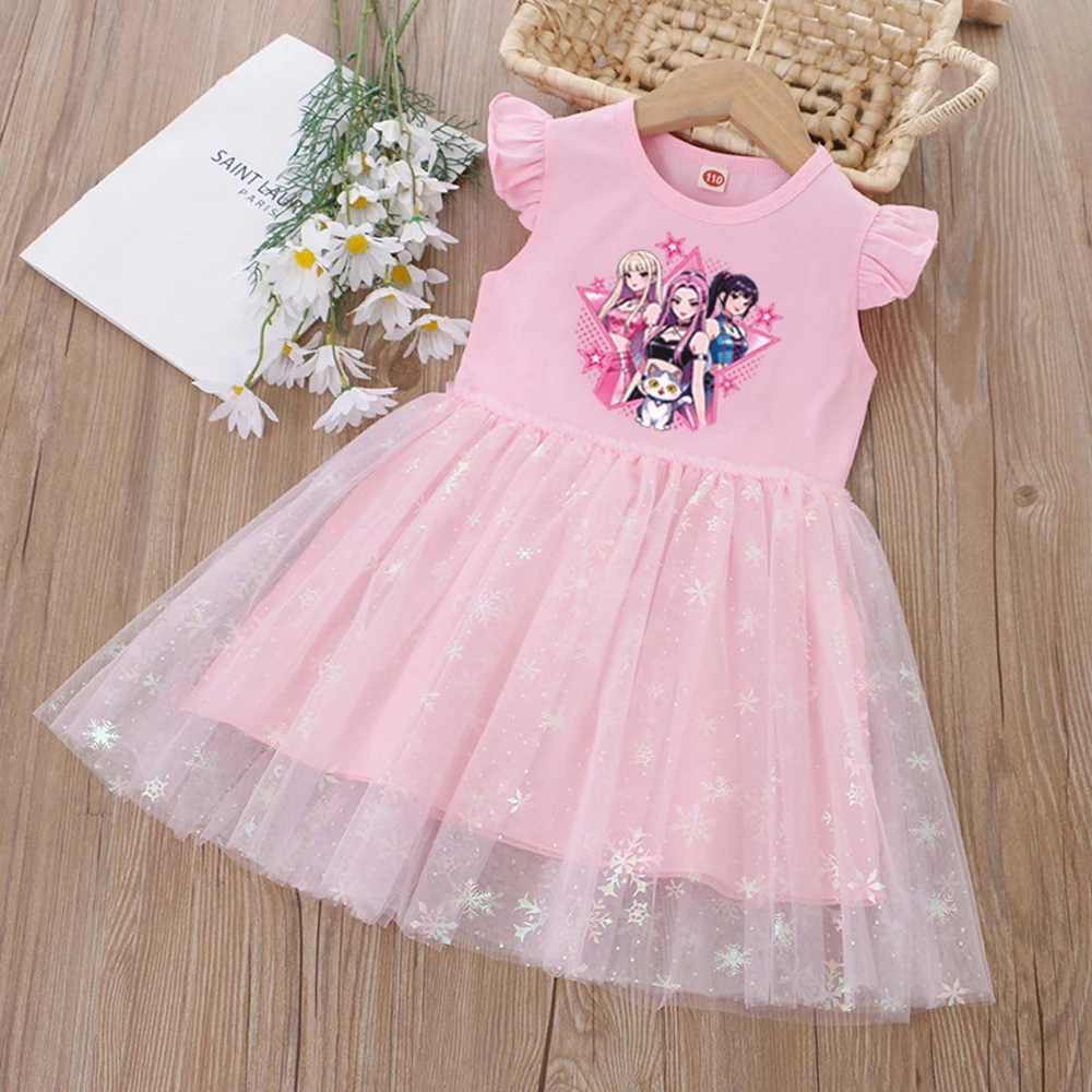 Neue Sommer-Kinderkleidung Kurzarm-Prinzessinnenkleid für Kinder Niedliches Kleid für Babymädchen Geburtstagsparty Regenbogen-Kleidung Cartoon – Detail 8