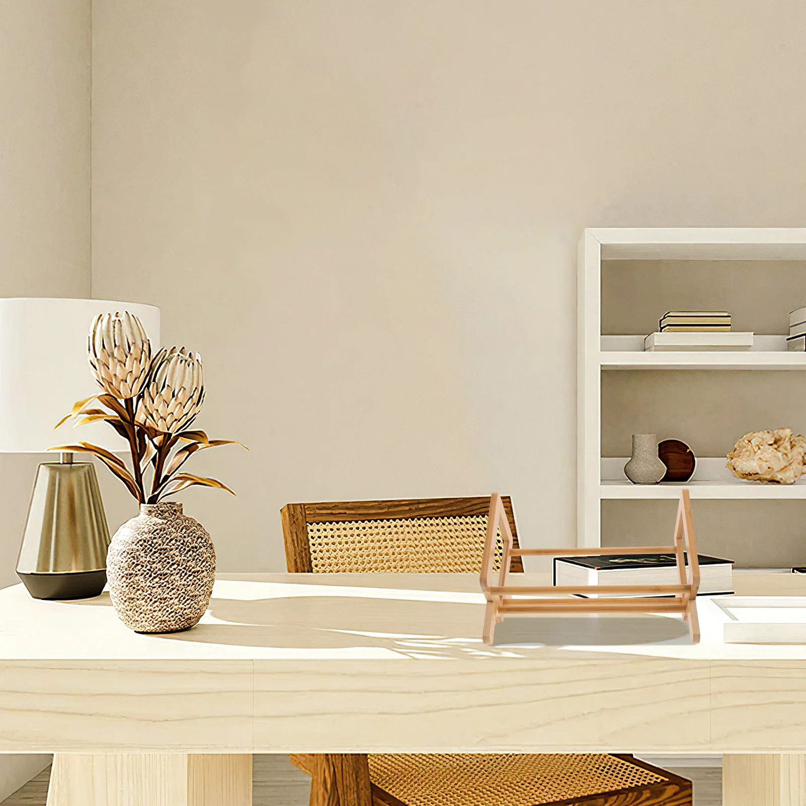 Book Storage Bookshelf Display Rack for Desk Bamboo and Wood Bookcase Desktop