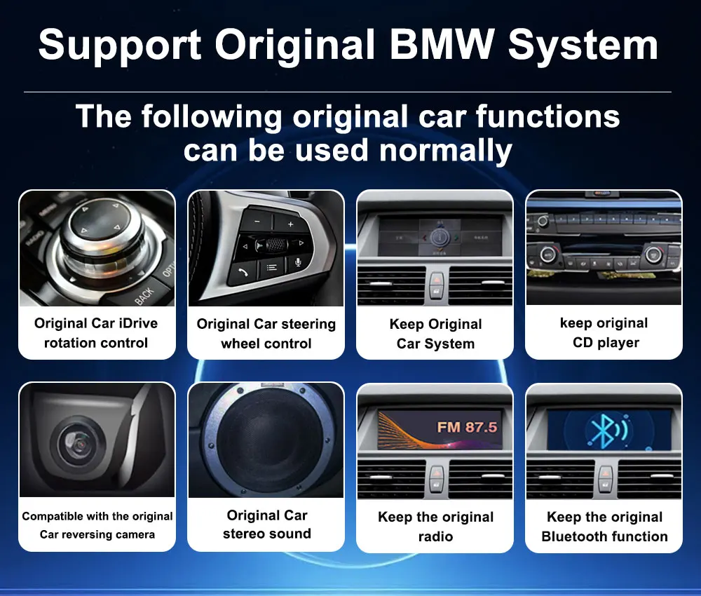 Android 16 Kabelloses Carplay Autoradio Multimedia-Player für BMW 5er F10 F11 2010 - 2017 CIC NBT System QLED Bildschirm GPS WLAN – Detail 9