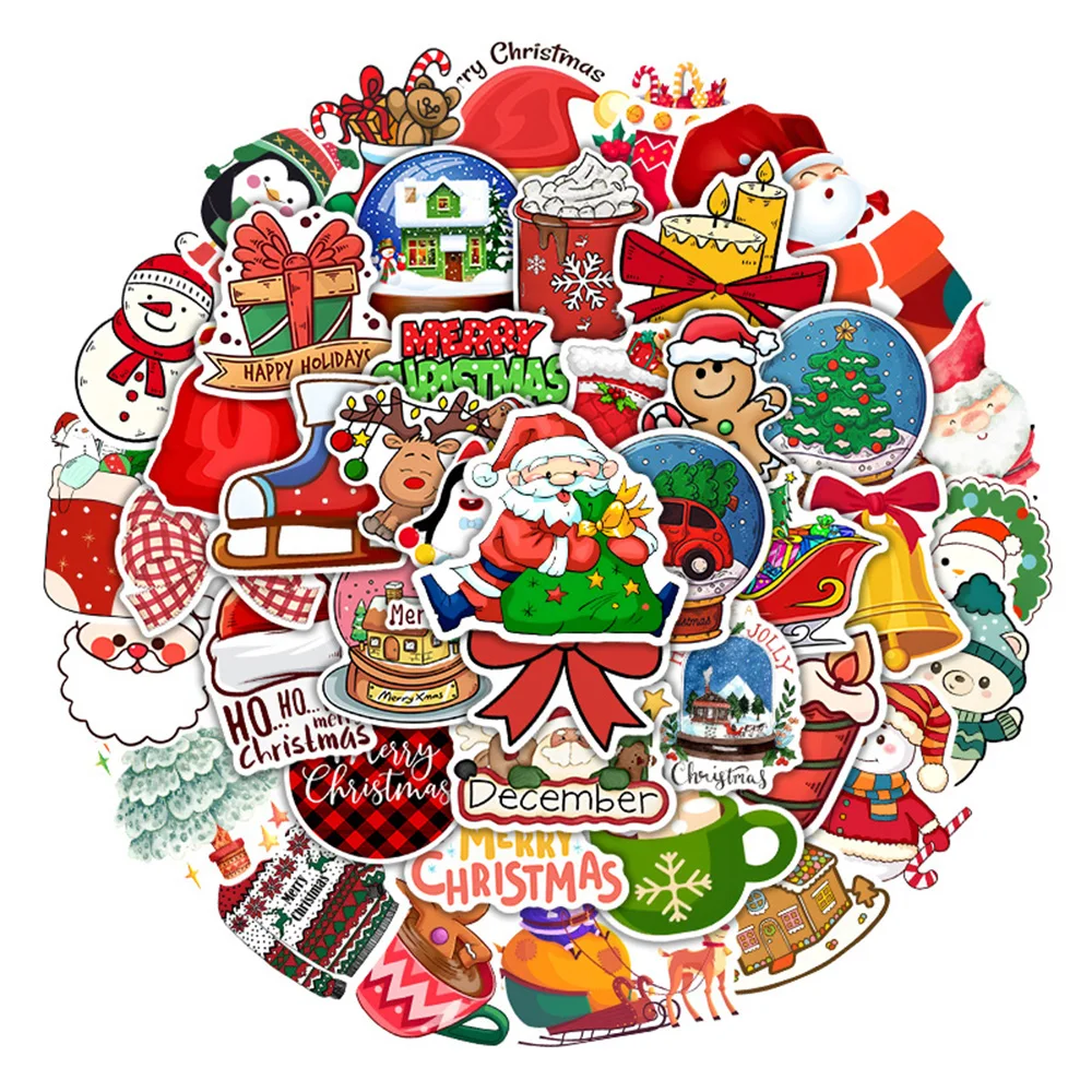 10/30/50/100PCS Cute Christmas Santa Tree Cartoon Sticker DIY Laptop Luggage Skateboard Graffiti Decals Fun for Kid Toys