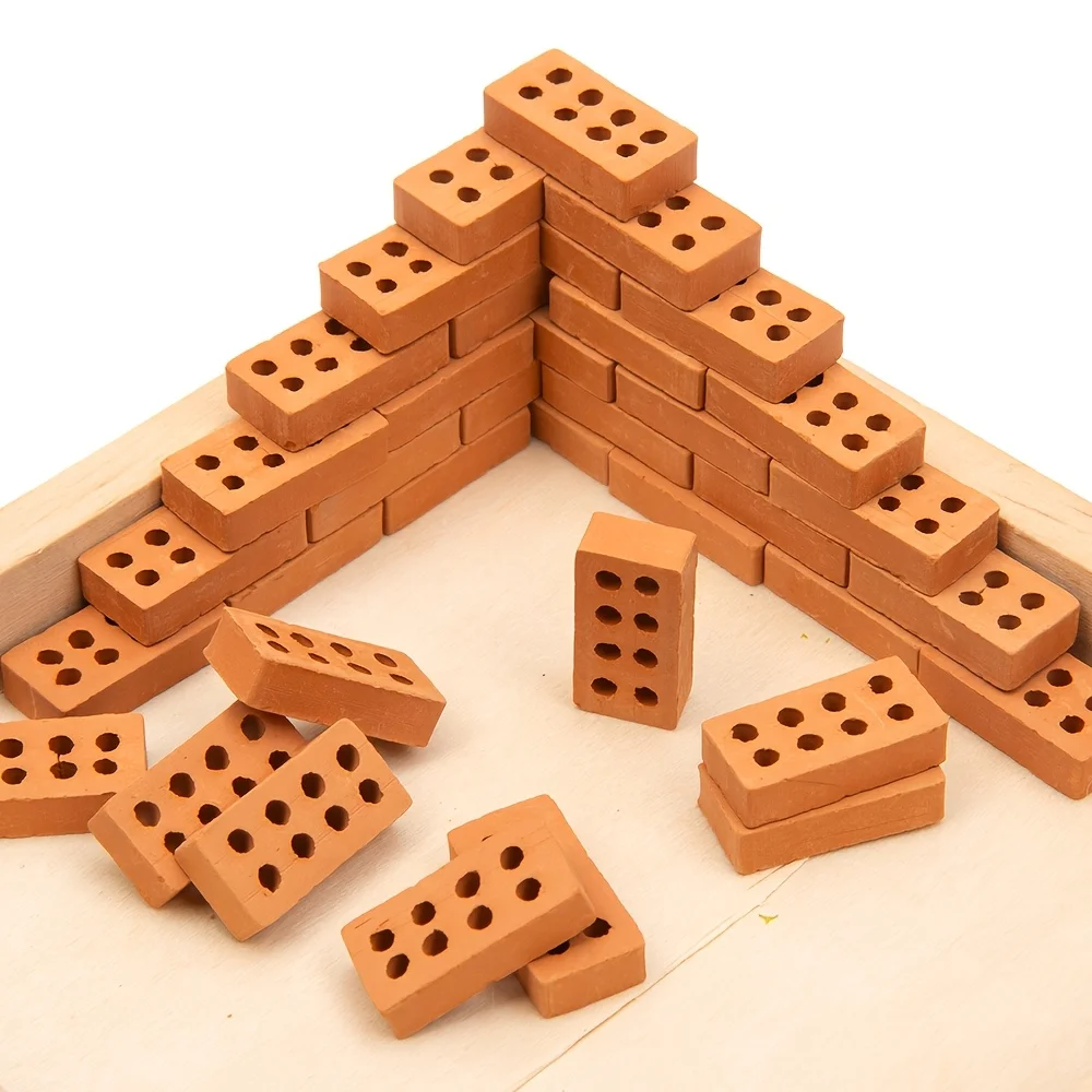 100pcs of Miniature Landscape Bricks with 8 Holes,Realistic DIY Miniature Building Models, Come with a Standard 8-hole Brick Set