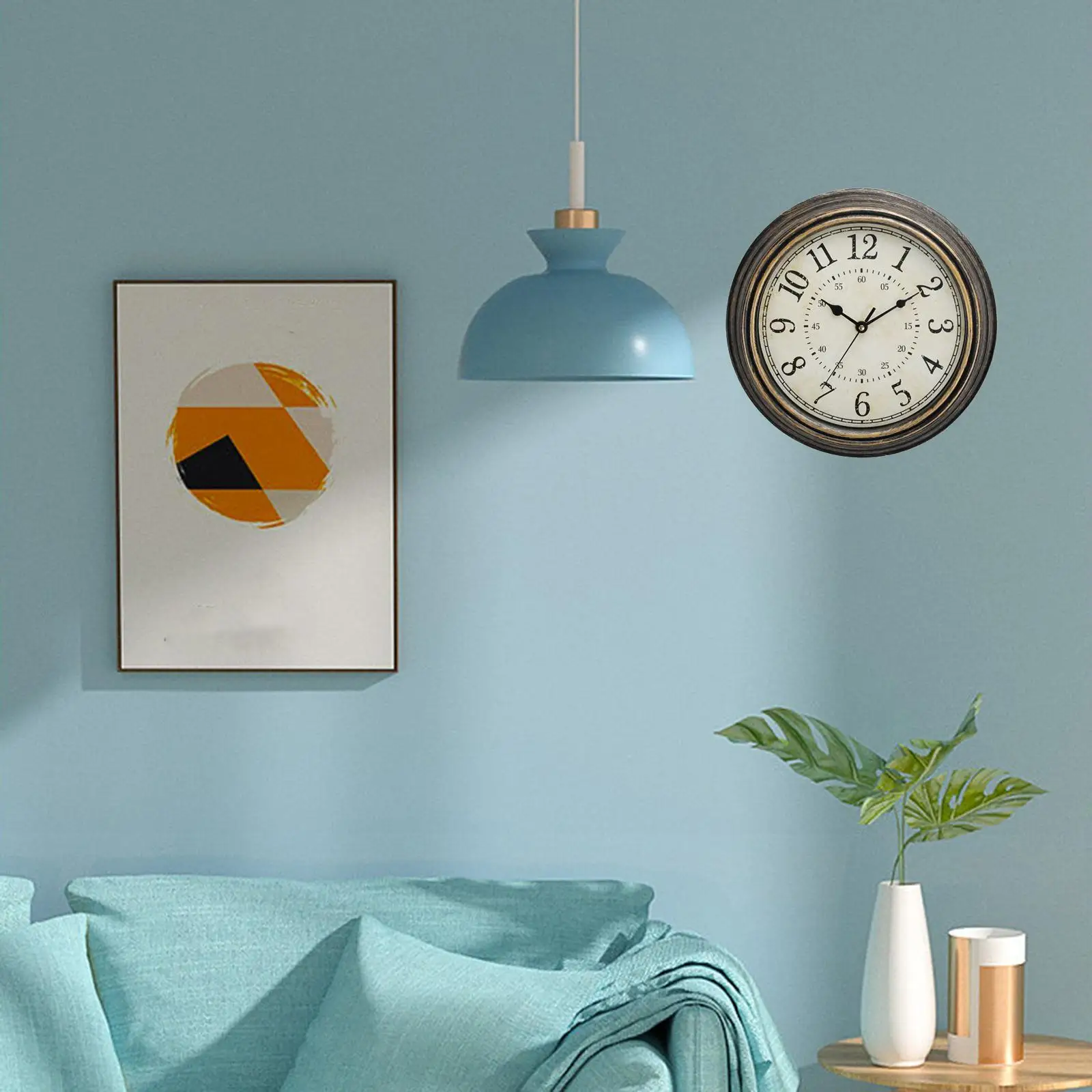 12 Inch Retro Clock Decorative Sweep Movement Round Silent Hanging Clocks for Classroom, Bedroom