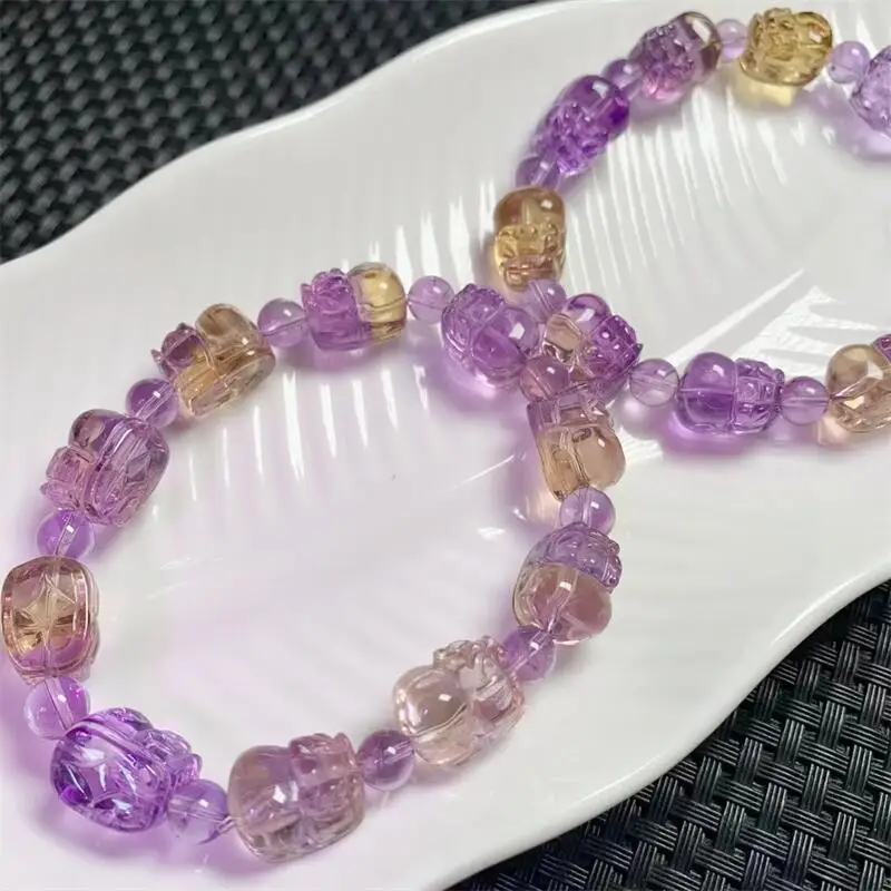 Natural Ametrine Pixiu Bracelet Fashion Gemstone Jewelry Reiki Healing Gift For Women 1pcs