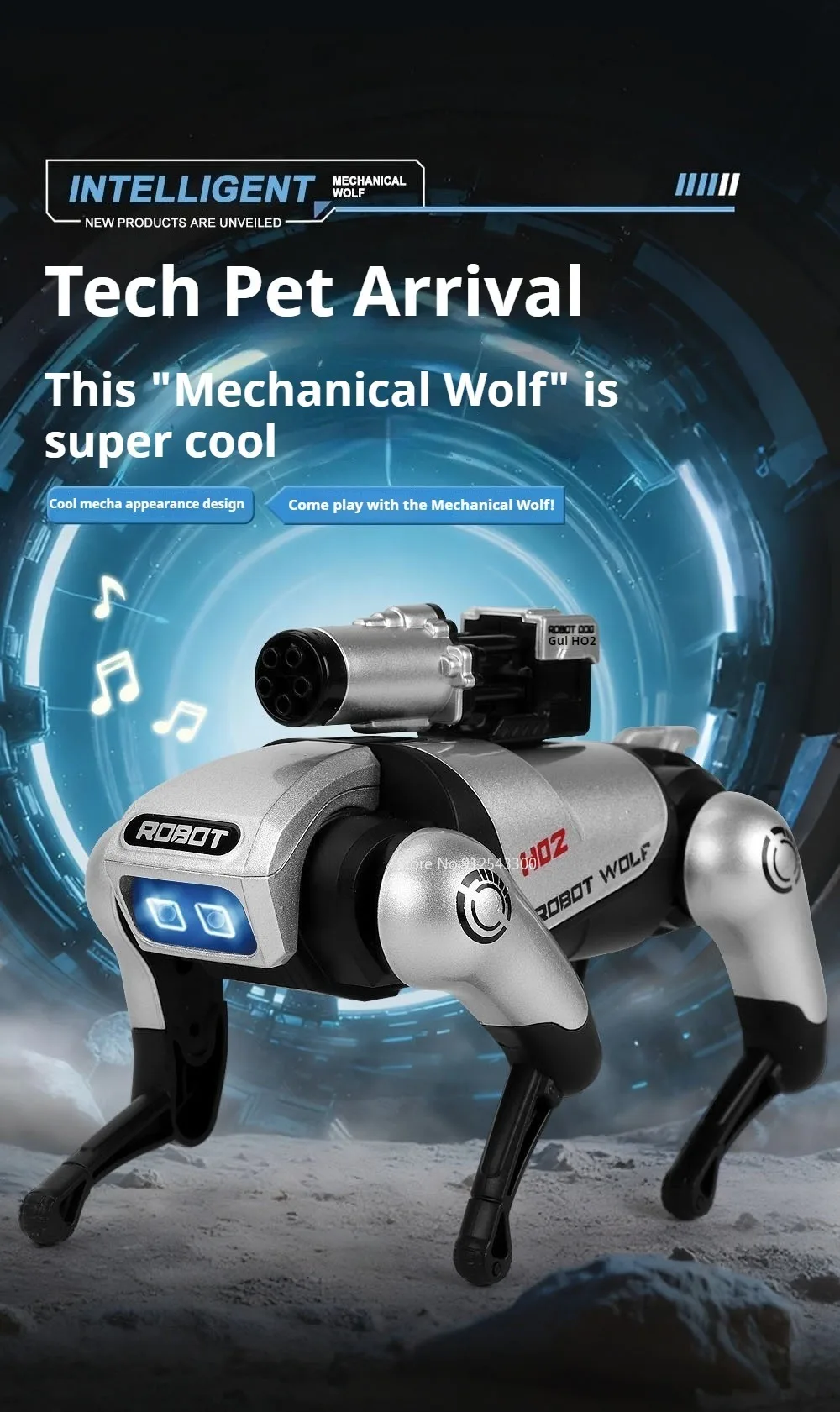 Legierung Mechanische Wolf Technologie Maschine Modell Spielzeug Intelligente Walking Sound Licht Touch Sensing Roboter Spielzeug für Jungen Geschenke – Detail 1