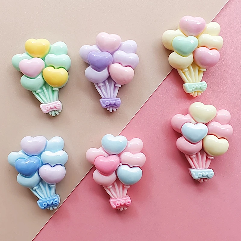 10Pcs New Cute Balloon Bouquet Diy Cream Glue Homemade Phone Case Headdress Bracelet Hairpin Resin Accessories