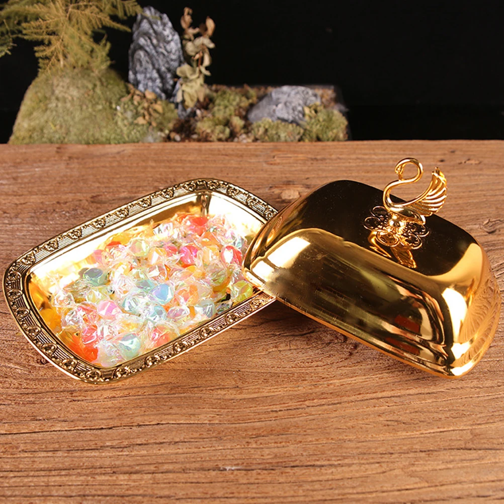 

Stainless Steel Snack Plate Fruit Bowl Dessert Container Serving Tray Wear Resistant European Style Light Compact