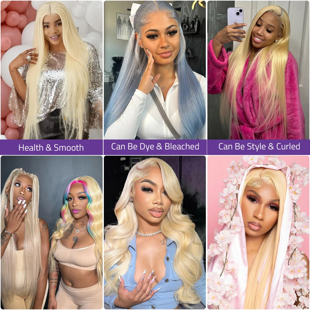 Hd Transparent 613 Blonde Straight 13x4 13x6 Lace Front Human Hair Wigs 30 Inch Brazilian Lace Frontal Wig For Women 200 Density