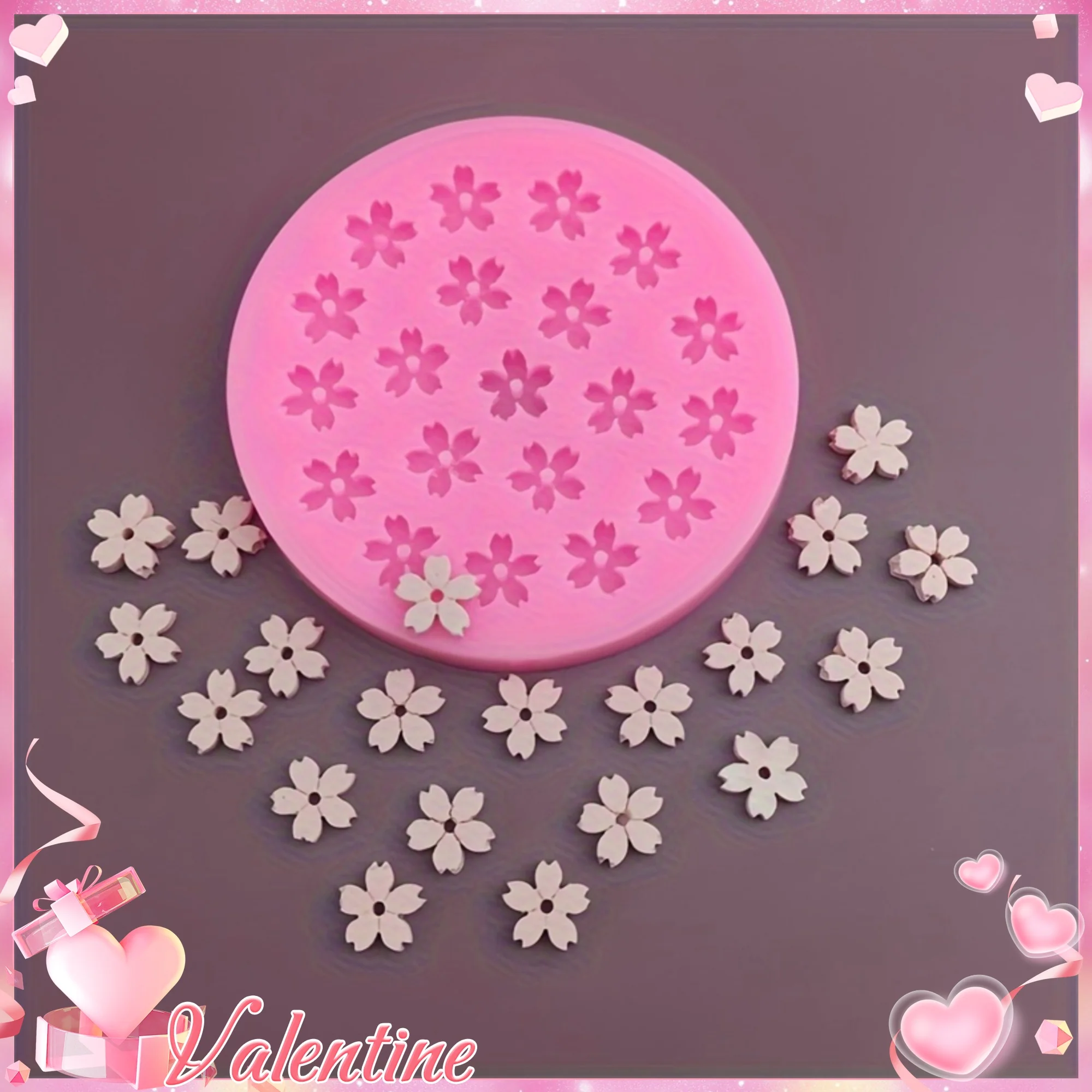 20-Hole Mini Sakura Chocolate Fondant Mold, Flower Shape Cake Decor Baking Tool