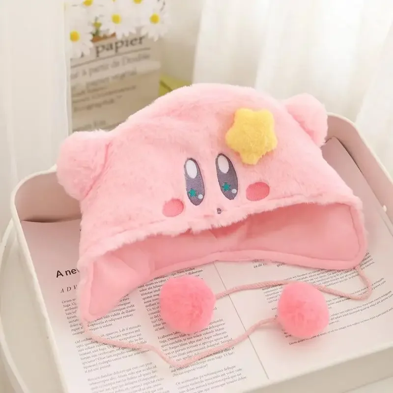 Cute Kirby Plush Hat Scarf Gloves Autumn Winter Women\'s Warm Cap Scarves Skin-friendly Soft Children\'s Scarf Glove Girls Gift