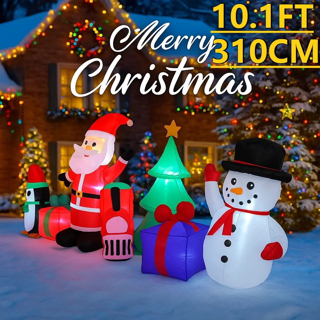 

10.1FT Xmas Holiday Inflatable Yard Decor Santa Snowman Penguin Tree Set LED Decoration Popular Festive Toy Gift Hot Party Decor