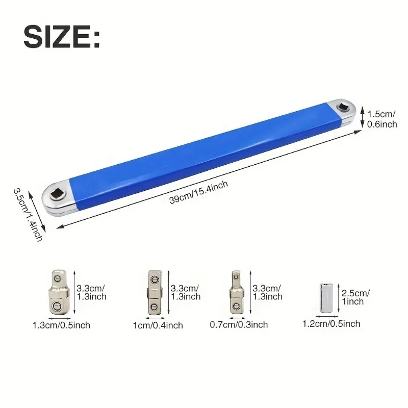 Versatile Extension Ratchet Wrench With 1/2", 1/4" And 3/8" Multi-Purpose Zero Offset Extension Wrench For Tight Space Work Tool