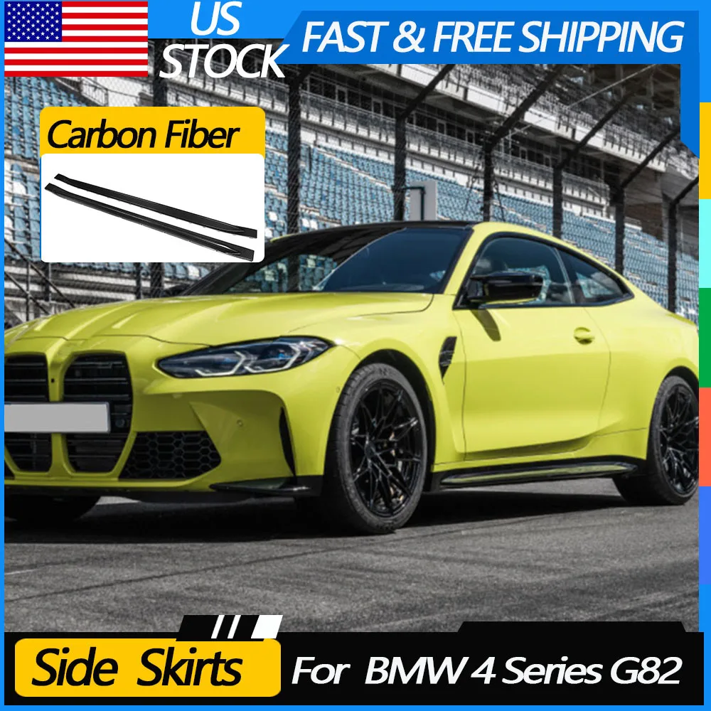 

Dry Carbon Fiber Side Skirts Bumper Apron Covers Lip 2 Door For BMW 4 Series G82 G83 M4 Coupe 2021+ Protective Cover
