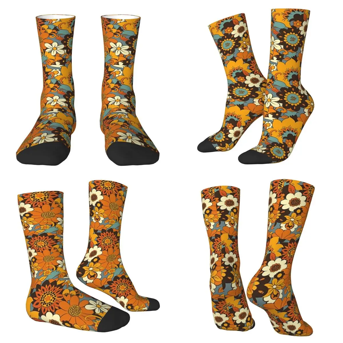 

Retro Yellow Daisy Socks Harajuku Sweat Absorbing Stockings All Season Long Socks Accessories for Man's Woman's Birthday Present