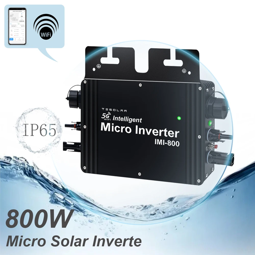 800W Grid Tie Solar Inverter WiFi Function IP65 Pure Sine Wave 20-50VDC 120VAC 230VAC High Quality Microinverter MPPT