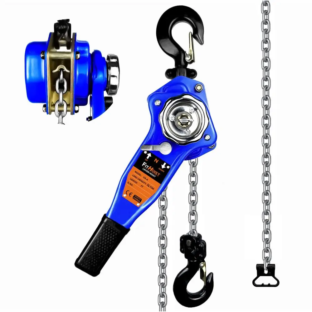 1650LBS Capacity Lever Chain Hoist 10FT Manual Ratchet Puller Open-Air Operations Zinc-Plated G80 Steel 2 Hooks Wide Application