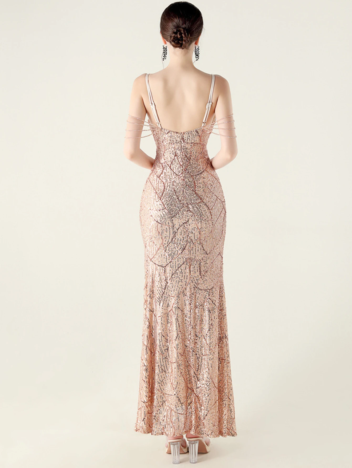 Sexy rückenfreies Maxi-Sommer-Paillettenkleid für Damen, elegante Geburtstagsparty-Kleider für Frau, Hochzeit, Abschlussball, Abend, lange Kleider, Vestidos