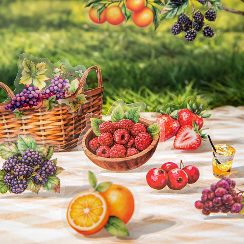 15pcs/pack Fruit theme PET Stickers Scrapbooking Materials DIY Junk Journal Collage Collage language Decor Stickers
