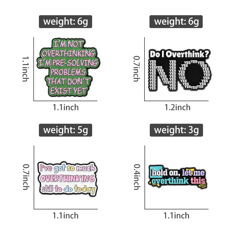 التفكير المينا دبابيس القلق دبابيس المشكلات المسبقة التي لا موجودة نجاح بايت شارات مضحك مجوهرات هدية للأصدقاء