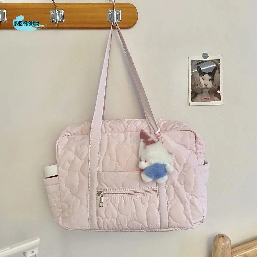 

Casual Underarm Bag Travel Luggage Bag Korean Style Heart Cosmetic Bag Large Capacity Nylon Travel Storage Bag Office Worker