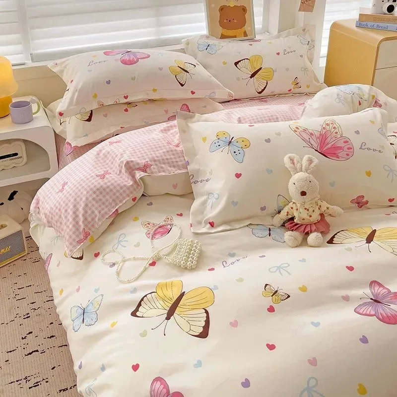 100% cotton bedding set, four piece sheet set comfort set girly fresh style couple bed comforter set,4pcs