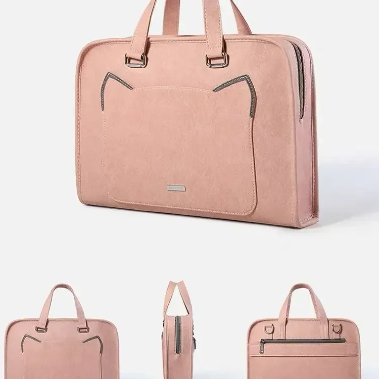 

Pink Laptop Shoulder Bag Sleeve Handbag Waterproof MacBook Air Pro 13.3 14 15.6 16 Inch PC Case Travel Briefcase Shockproof