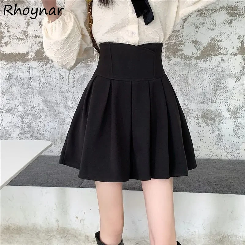 

Pleated Mini Skirts Women Baggy Preppy Girlish High Waisted Korean Fashion Minimalist Temper Aesthetics Юбка Vintage Clothes Ins
