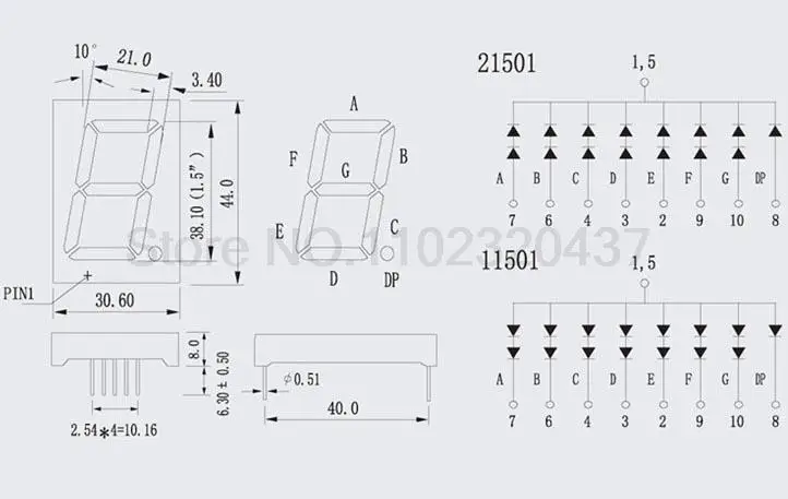 10PCS DIP Digital Tube 1.5 inches WHITE 7 Segment 1.5