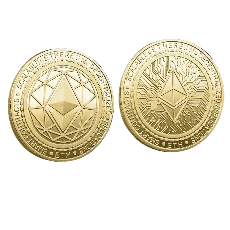 Etherum Collectible Gift Silver Plated Souvenir Coin Physical Crypto Currency Collection Coins  Art Home Decoration