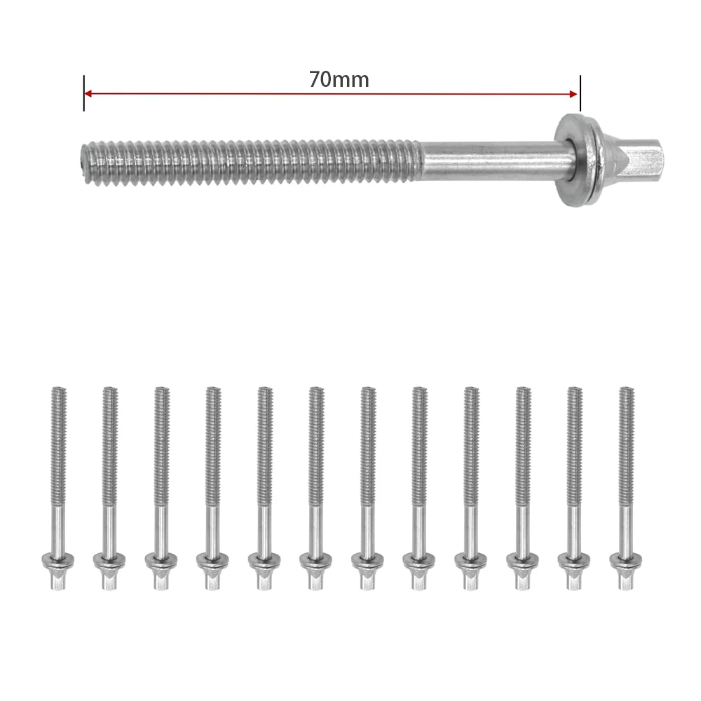 12 aste di tensione per tamburo 70 mm (2,75") cromate con rondelle diametro 7/32"