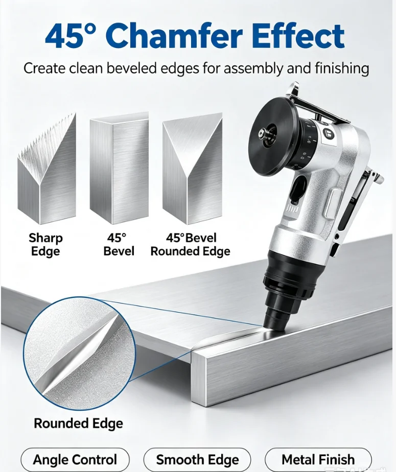 Pneumatic Chamfering Machine 45 Degree Handheld Metal Aluminum Edge Trimming And Polishing Machine