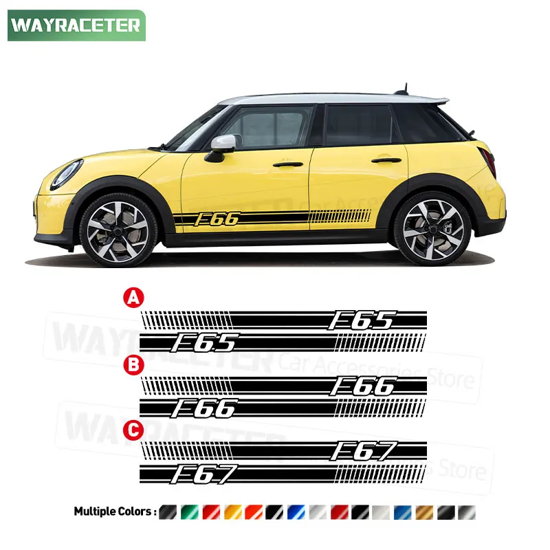 

Car Door Side Stripes Sticker Carbon Fiber Vinyl Decal For MINI Cooper 2024 F66 JCW F65 F67 2025 2026 John Cooper Works