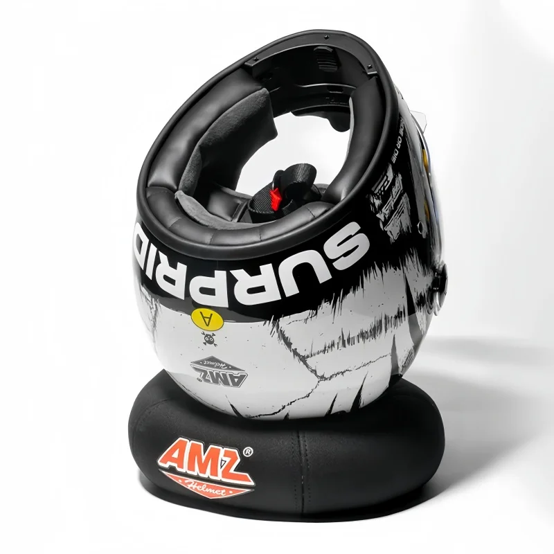 Motorcycle helmet ring holder with anti-scratch cushion, storage accessory for open and semi-integral helmets