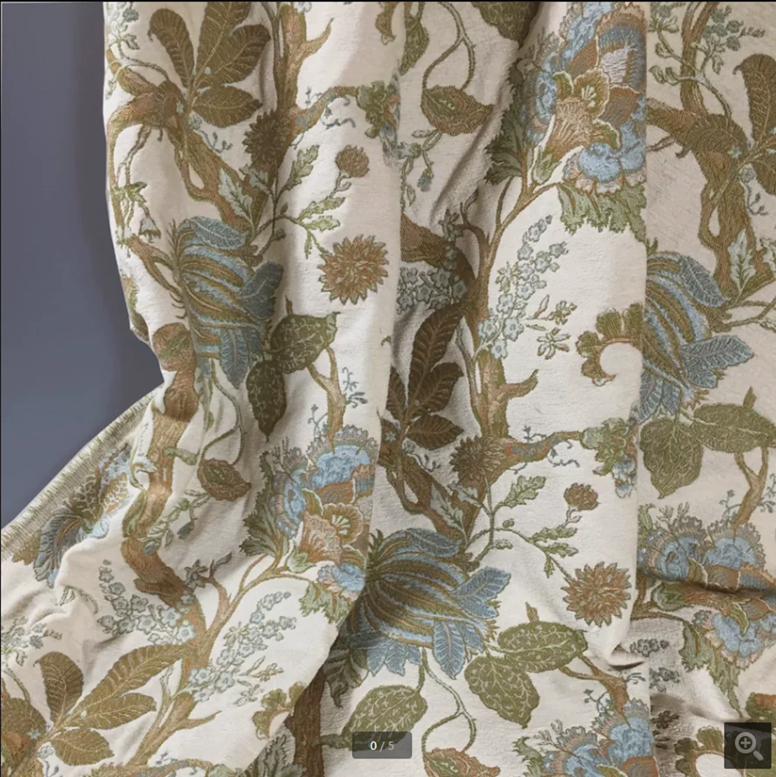 Chenille klassieke jacquard stof met bloemen en strepen, decoratieve stof voor interieurdesign