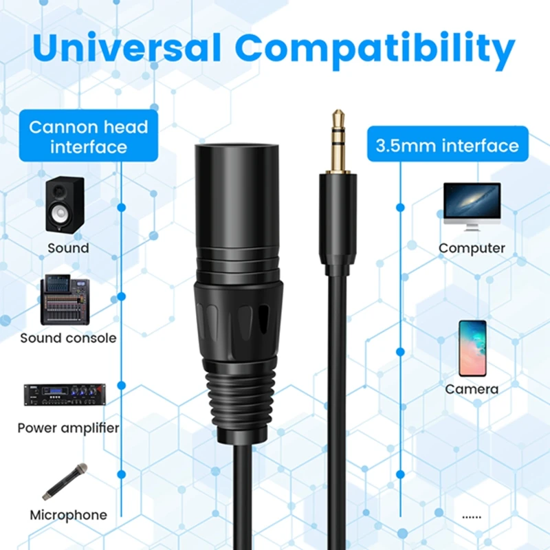 Multi-Function Audio Cable 3.5/6.35Mm Male Jack To Double XLR Male Jack Cable XLR Extension Cable 6.35/3.5Mm