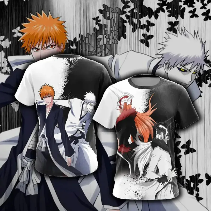 Anime Manga Bleach Kurosaki Ichigo 3D Printed O-neck Kids Cosplay Short sleeve Tops Fashion Harajuku Y2k Unisex Clothing